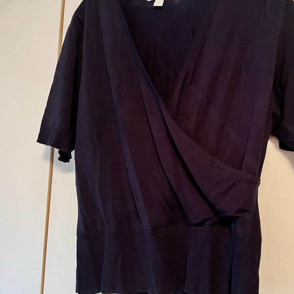 NWOT! New York & Co Navy Wrap Sweater - Short Sleeve - Medium - Picture 2 of 2